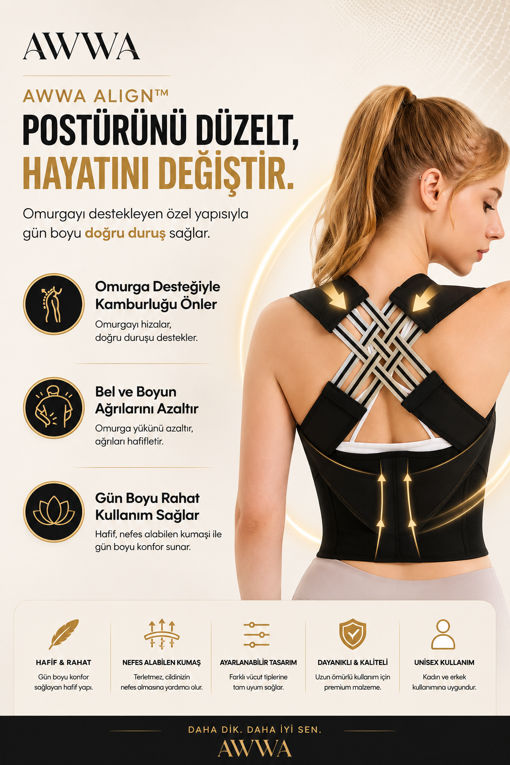 AWWA ALIGN™ — Postür Düzeltici Korse